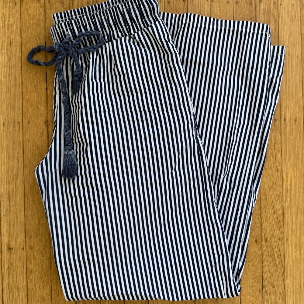 Edikted Navy and White Striped Pants